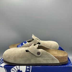Birkenstock Boston Clog Suede Sandal Taupe